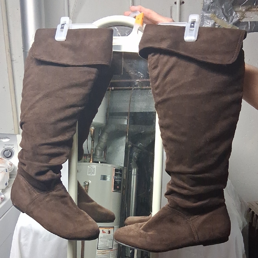 Brown Suede Over-the-Knee Boots